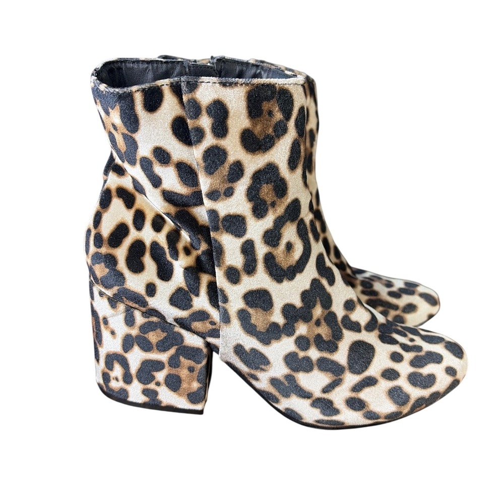 Madden Girl Leopard‎ Print Block Heel Ankle Booties Tan Black Animal Print 8.5 - Picture 4 of 11